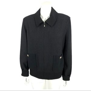 St. John Caviar Black Zip Front Knit Jacket